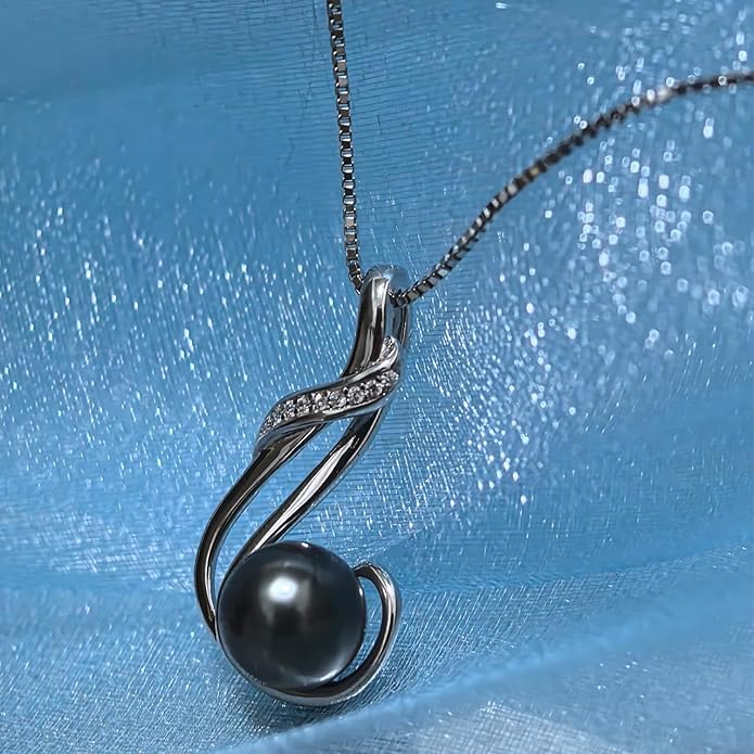 Gifts for Women Wife-Tahitian Black Pearl-Necklace-Gift for Wife Wedding Birthday Anniversary Jewelry-Mom Girlfriend Her Mothers Day Gifts for Mom Women Valentines Day Christmas Day Gifts