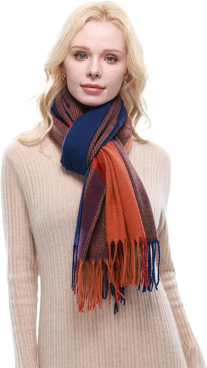 RIIQIICHY Plaid Scarf for Women Fall Winter Pashmina Scarves Wraps for Cold Weather Warm Large