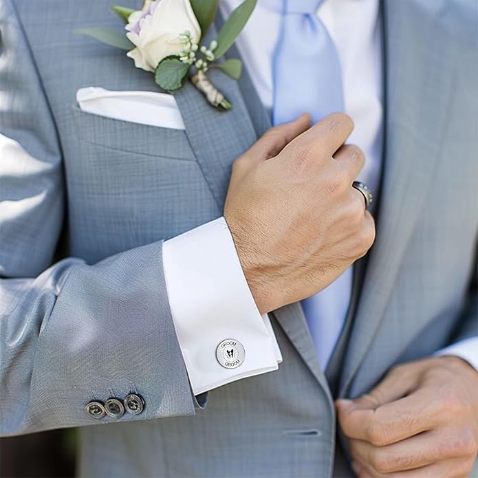LADY & HOME Cufflinks for Men, Stainless Steel Tuxedo Shirt Cuff links with Gift Box, Gifts for Groom Groomsman Husband Father