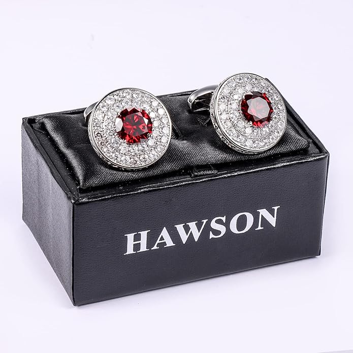 HAWSON Cufflinks for Men, Gold Diamond Crystal Cufflinks for Groom Husband Personalized Gifts, Mens Formal Wedding Business Cufflinks, Luxurious Gorgeous Cuff Links French Shirt Accessories