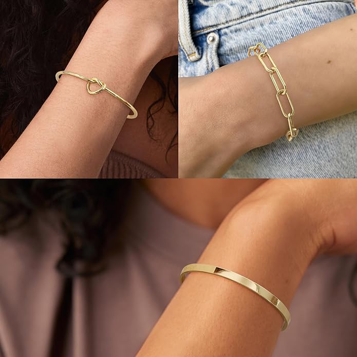 AOZEL Gold Plated Bracelets for Women Stack,Bangle Cuff Bracelet Set Non Tarnish Jewelry for Women Trendy