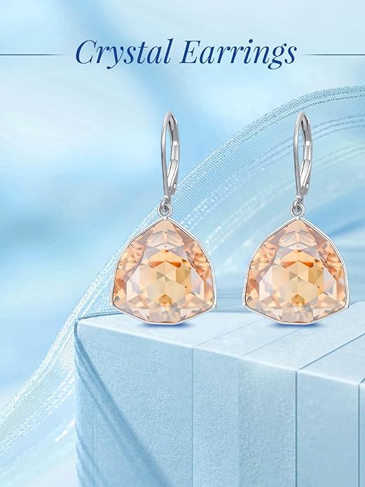 TOUPOP Leverback Earrings for Women Sterling Silver Simple Geometric Birthstone Dangle Drop Earrings Jewelry Christmas Valentine Mothers Day Birthday Gifts for Women Her Wife