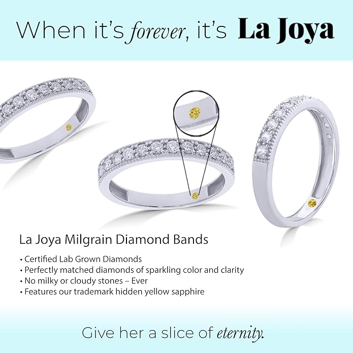 Lab Grown Diamond Wedding Bands for Women | 10K Yellow, White and Rose Gold Certified 1/10 - 1/2 Carat Milgrain Diamond Anniversary Bands, Promise Rings and Stackable Bands