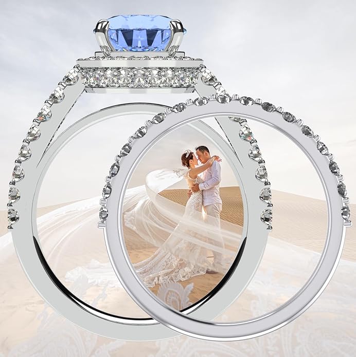 NANA Jewels Sterling Silver Engagement Rings for Women - Choose Simulated Morganite, Citrine, Aquamarine & More