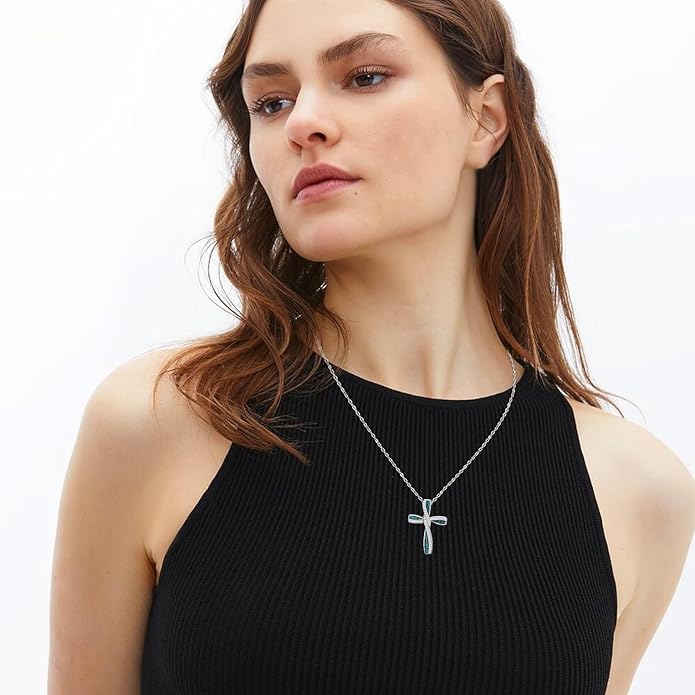 Cross Necklace for Women 925 Sterling Silver Cross Pendant Religious Christian Jewelry Faith Easter Gifts for Wife