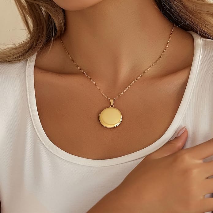 PHOCKSIN Personalized Locket Necklace for Women Photo Necklace with Customized Picture Birth Flower Birthstone New Years Gifts for Women