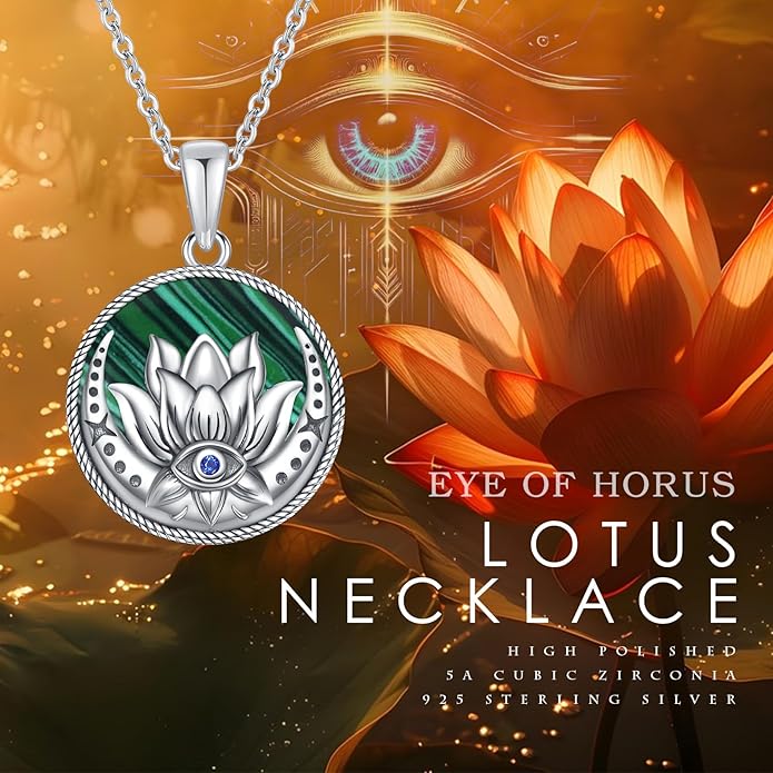 Evil Eye Necklace for Women 925 Sterling Silver, Protection Necklace with Blue Evil Eye Charm, Evil Eye/Lotus Pendant Jewelry, Birthday Christmas Gifts for Her