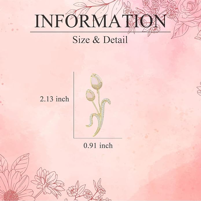 Flower Brooch for Women Girls Flower Rhinestone Brooch Gold Plated Lapel Pin Clothing Accessory Wedding Gift Fashion Jewelry for Mom Wife