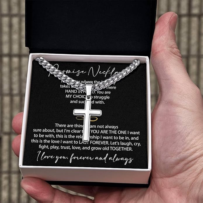 VIRAGIL To My Man Necklace Chain for Men, Silver Stainless Steel Chain Jewelry, Romantic Gift from Partner for Birthday Valentine or Everyday Wear with Meaning
