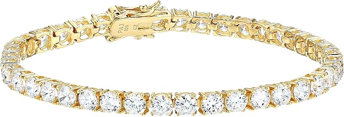 Amazon Essentials Plated Sterling Silver Round Cut Cubic Zirconia Tennis Bracelet