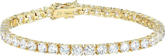 Amazon Essentials Plated Sterling Silver Round Cut Cubic Zirconia Tennis Bracelet