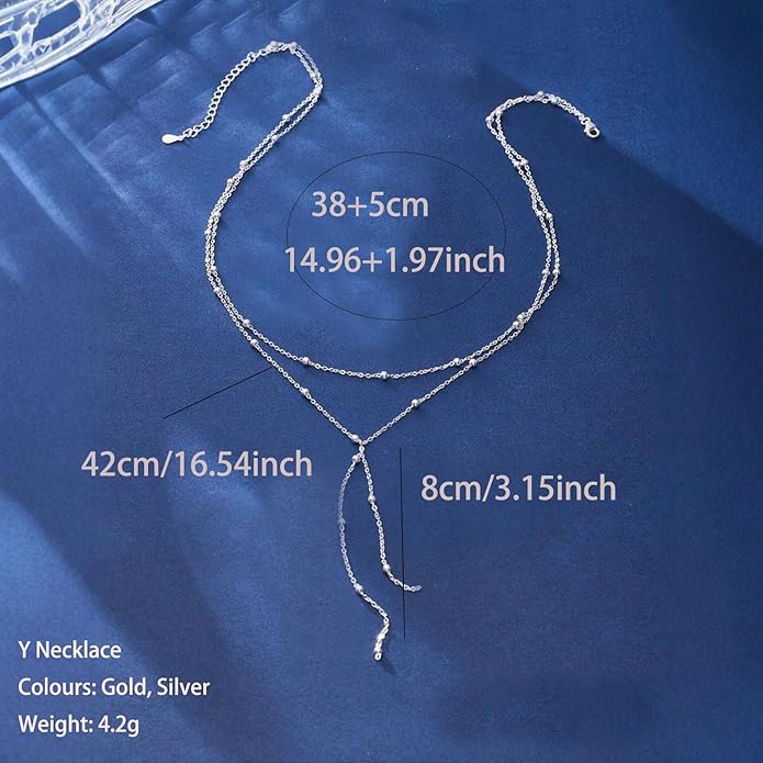 Otxas Lariat Necklace for Women Long Y Shaped Necklaces for Women Drop Necklace Y Shaped Jewelry
