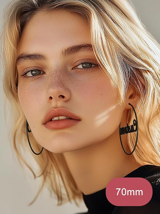 FOCALOOK 14K Gold Plated Lightweight Large Hoops| 2mm Thin Hoop Earrings for Women 30/40/50/70/100mm