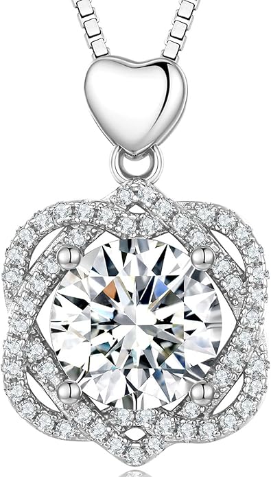 InfinityLove Heart Necklaces for Women,3 Carat Moissanite Necklacce,Moissanite Pendant Necklace,Anniversary Birthday Gifts for Women,Mom, Girlfriend, Jewelry Gifts for Christmas Valentine's Day