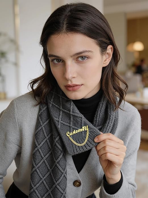 Custom4U Custom Name Pin Personalized Brooch Pins for Women Men Stainless Steel Name Tag with Letters/Initials - Silver/Gold/RoseGold/Black Customized Jewelry Gifts for Birthday Wedding Business Party