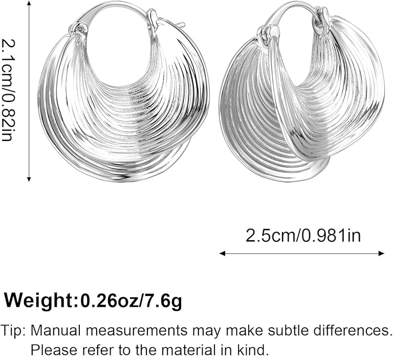 YUJIE Gold Plated Hoop Earrings for Women Brass Earring Chunky Statement Jewelry