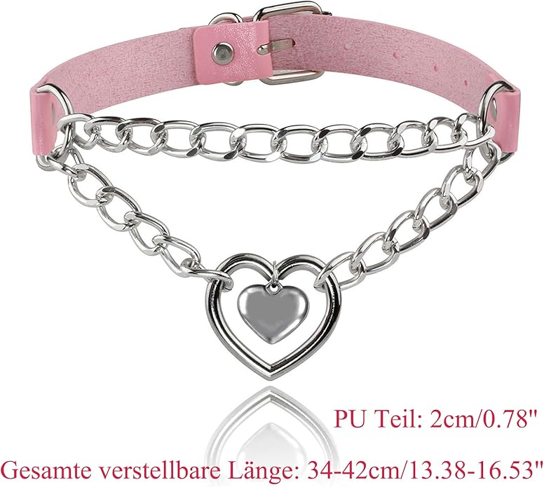 MILAKOO PU Leather Punk Choker Necklaces Circle/Heart Charm Adjustable Collar Necklace for Women