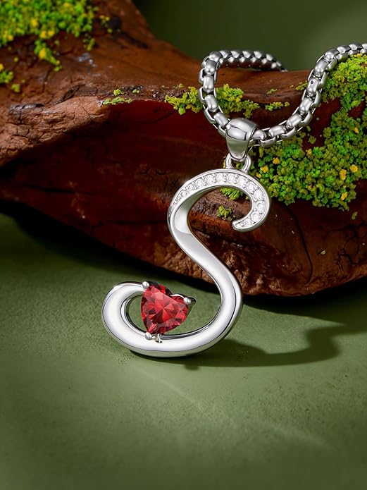 Christmas Gifts for Women Alphabet A to Z Initial Birthstone Pendant Necklaces for Women - 18k White Gold Plated Personalized Name Jewelry Valentine Mothers Day Birthday Gifts for Women Her Girlfriend