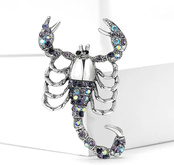 Dreuyet Rhinestone Scorpion Brooch Pin for Women Men Vintage Crystal Scorpion Brooches Punk Style Insect Animal Laple Pin Clothing Suits Accessories Christmas Birthday Jewelry