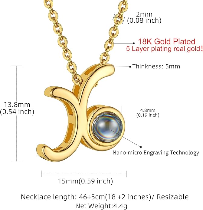 Custom4U Personalized Initial Picture Necklace for Women, Projection Necklace with Picture Inside, Gold/Silver Letter Pendant Necklace, Custom Photo Gifts for Mom Wife Birthday Valentines