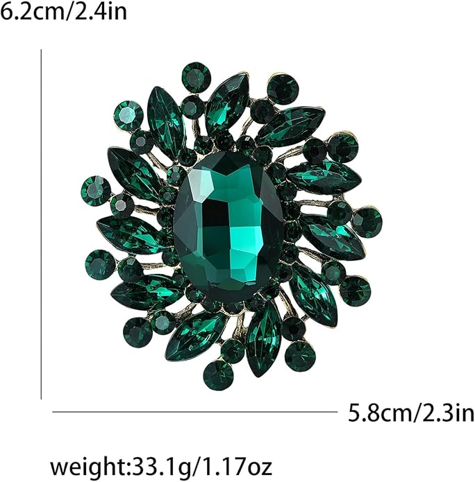 Rhinestone Brooch for Women,Vintage Crystal Flowers Brooch Statement Crystal Glass Lapel Pins Prom Classic Jewelry