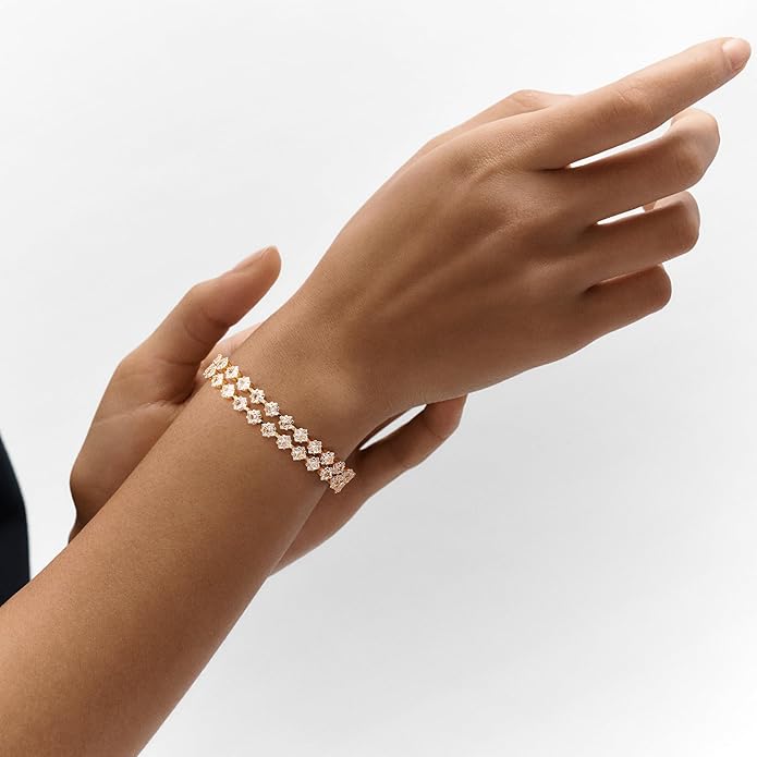 14K Gold Plated Tennis Bracelet for Women – Classic CZ Link Design, Fits 6.0"–7.2" Wrists – Stylish Sparkling Jewelry Gift, Timeless Tennis Bracelets for Women