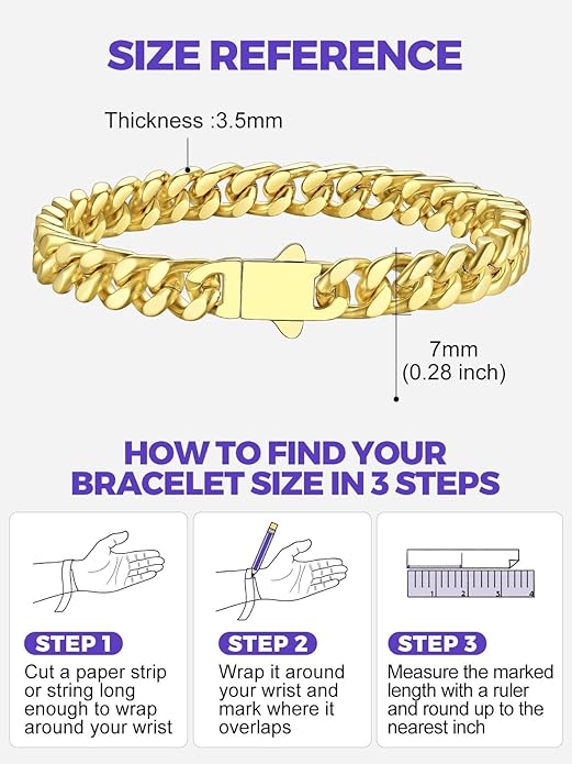 Richsteel 5/7/9/12mm Wide Miami Cuban Link Chain Bracelet for Men Women,Stainless Steel/Gold/Black Plated,7.4/8.2/9 Inch Length,Hip Hop Urban Street-wear Jewelry(Gift Wrapped)
