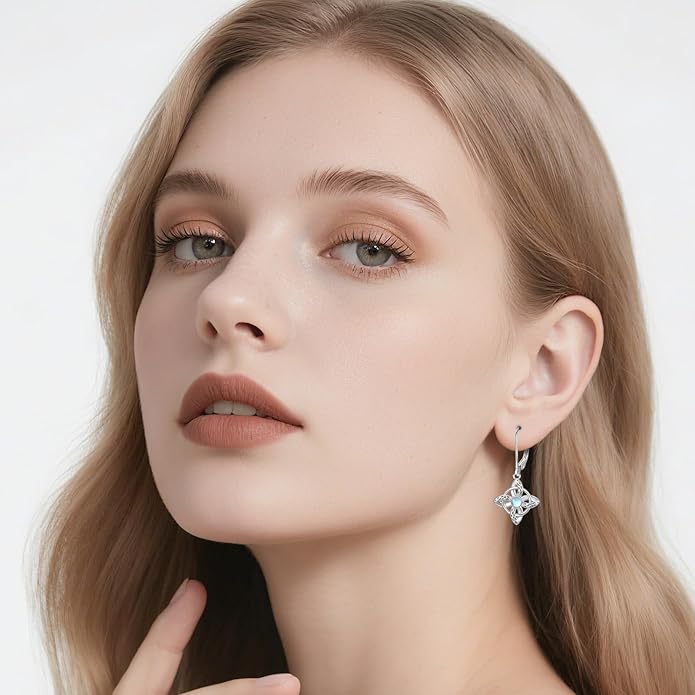 JUSTKIDSTOY Witches Knot Earrings for Women 925 Sterling Silver Nudo De Bruja Dangle Leverback Earrings Celtic Jewelry Halloween Birthday Gift