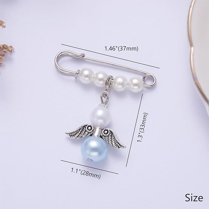 Ralukiia Something Blue Angel Charm, Bride Memorial Bouquet Charm for Wedding Remembrance Mom or Dad in Heaven, Guardian Angel for Wedding, Memory Gifts for Bride
