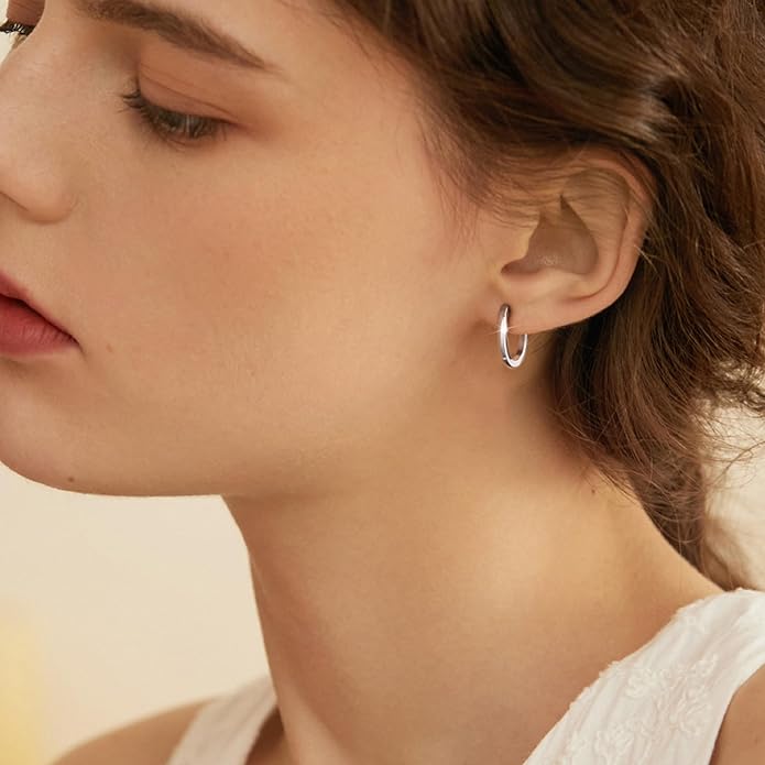 925 Sterling Silver Earrings Small Chunky Silver Earrings for Women Trendy 14K Gold Plated Hypoallergenic Cute Thick Huggie Hoops Earing Jewelry for Women Gifts