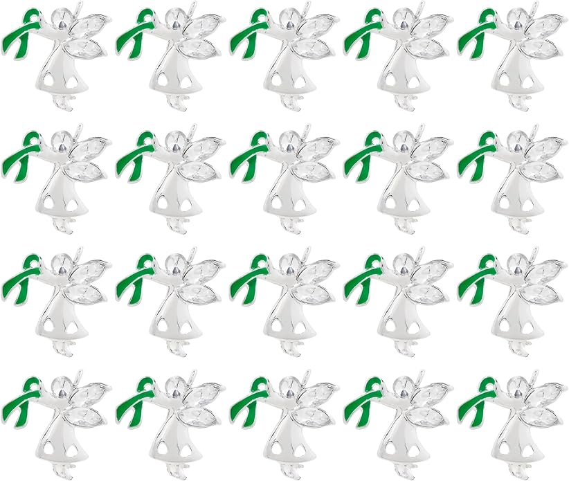 Green Ribbon Awareness Pins - Wholesale Pack Pins for Cerebral Palsy, Glaucoma, Mental Health, Bipolar Disorder, Organ Donation, Liver Cancer- Perfect for Gift-Giving and Fundraising