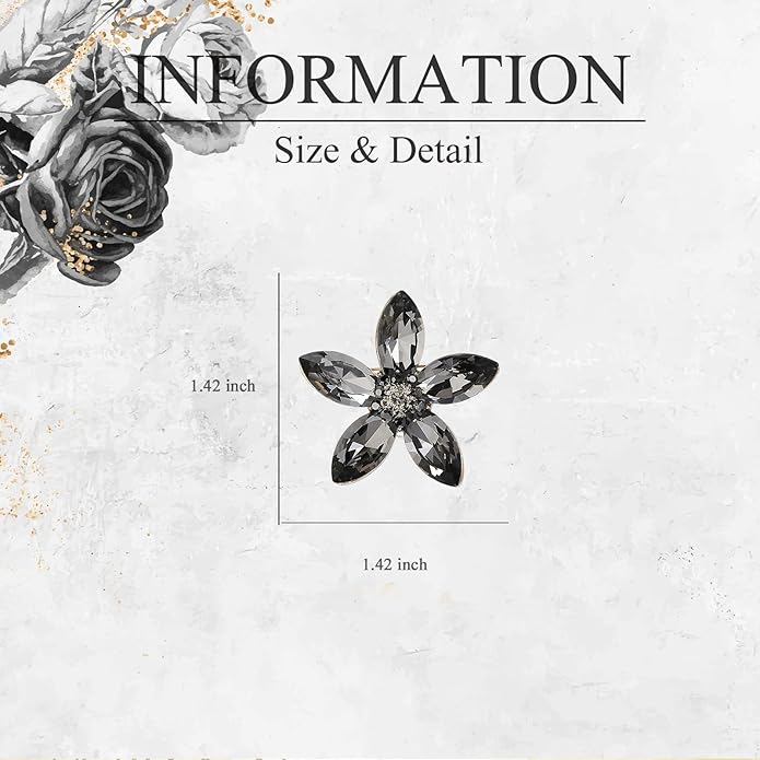 Flower Brooch for Women Girls Flower Rhinestone Brooch Gold Plated Lapel Pin Clothing Accessory Wedding Gift Fashion Jewelry for Mom Wife