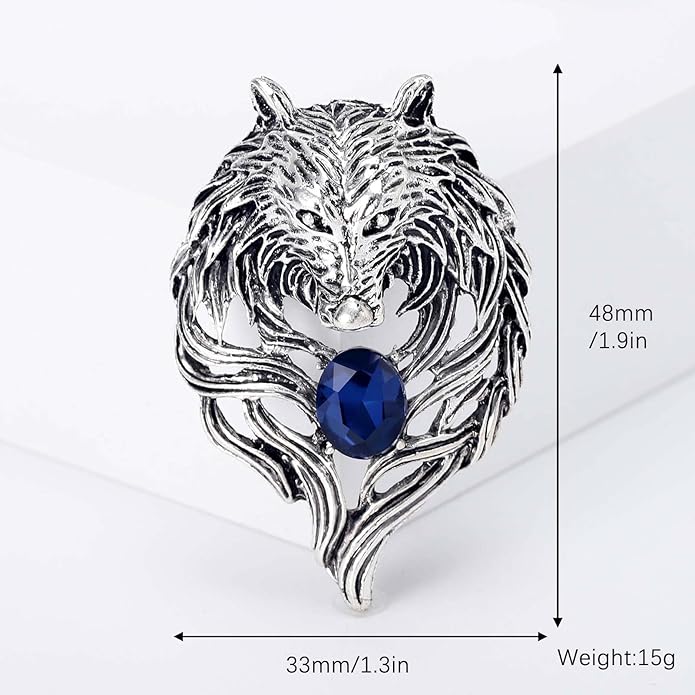 HETICA Vintage Animal Dragon Skull Wolf Crown Lion Brooch for Men Women Suit Tie Dress Lapel Pin Fashion Jewelry