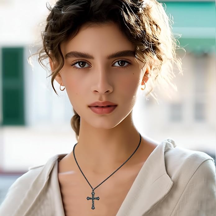Cross Necklace for Men 925 Sterling Silver Celtic Cross Pendant Christian Jewelry Religious Christmas Gifts for Women