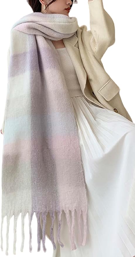 Wander Agio Winter Women Warm Scarf Long Shawl Large Scarves Cold Weather Thick Blanket Scarfs Colorful Plaid