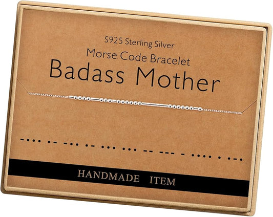 Monily Inspirational Gifts for Women Morse Code Bracelets for Women Funny Bracelet for Friend Funny Gift for Women Sterling Silver Bracelet for Women