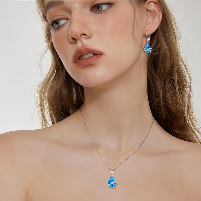 Teardrop Necklace for Women 925 Sterling Silver Birthstone Necklace Pendant Jewelry Gifts for Her