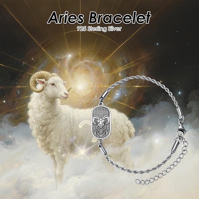 SIMONLY Zodiac Bracelet 925 Sterling Silver Constellation Anklet Horoscope Zodiac Jewelry Christmas Birthday Astrology Gifts for Women Men Unisex