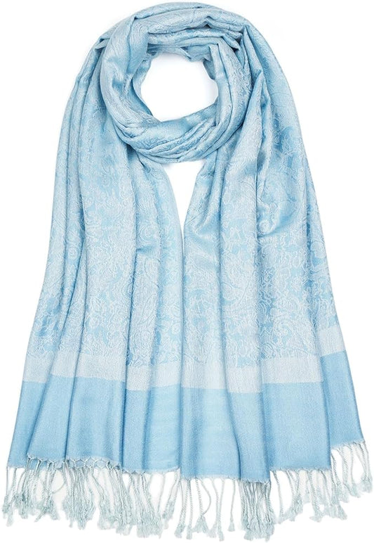 QIUTIMIY Paisley Pashmina Shawl Wrap Women Reversible Vintage Jacquard Pashmina Rave Scarf with Fringe for Evening, Wedding