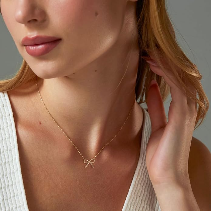 Gold Necklace for Women-14K Gold Plated Bow,Dragon,Shell, Palm Tree, Seahorse, Conch Shell,Sardines, Cowboy Boot,Bat,Bunny Pendant Beachy Jewelry for Women Gifts