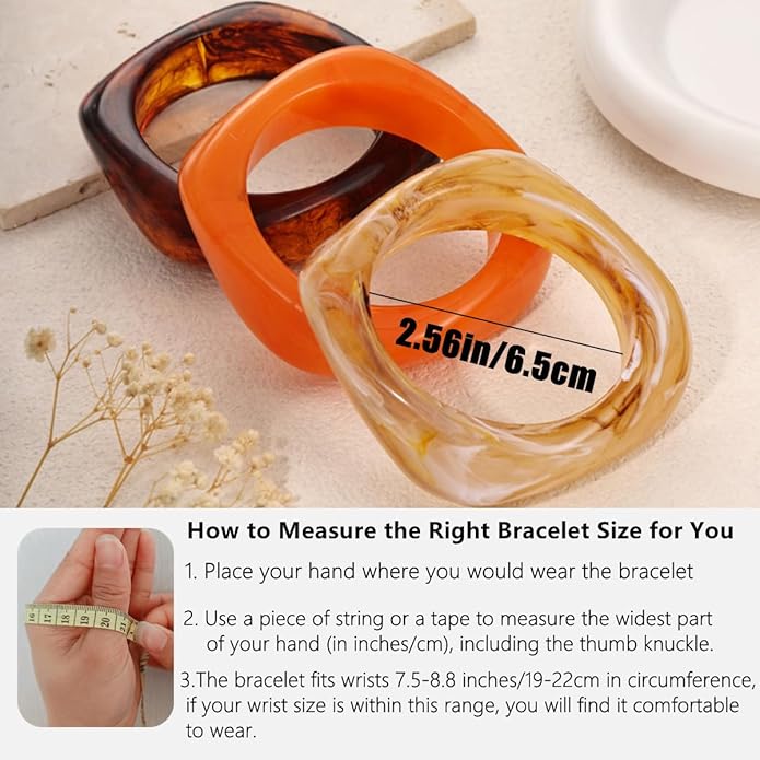 Acrylic Chunky Bangle Bracelets for Women, Irregular Punk Acrylic Resin Bangle Geometric Cuff Wide Wristband Bracelet Fashions Thick Acetate Statement Jewelry Set