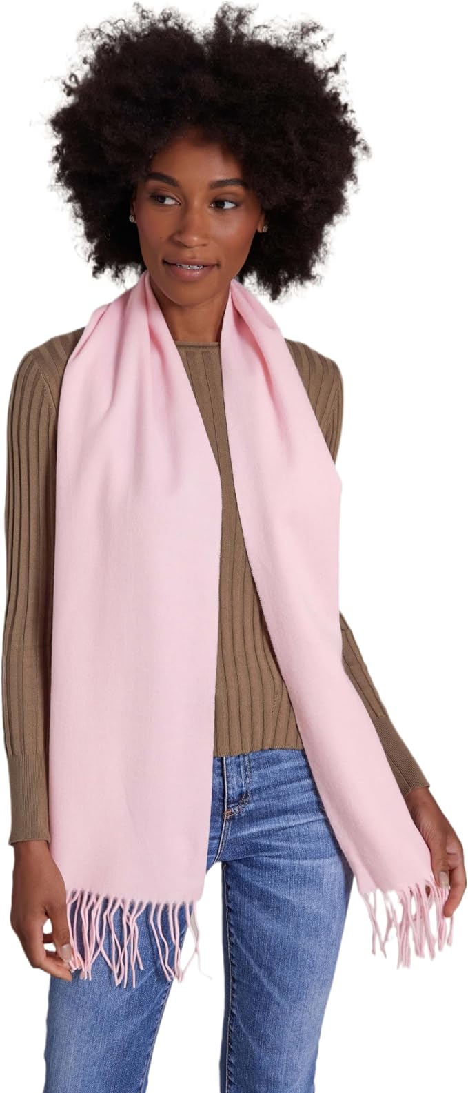 Alashan Cashmere Ultra-Fine Merino Wool and Cashmere Blend Woven Scarf -Luxe fabric-Lightweight- 72" x 12"