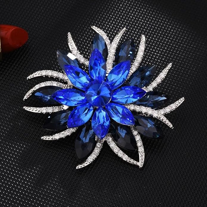 Fashion Flower Brooches for Women Rhinestone Flower Brooches Pins 18k Gold Plated Lapel Pins Jewelry for Girlfriend Wife