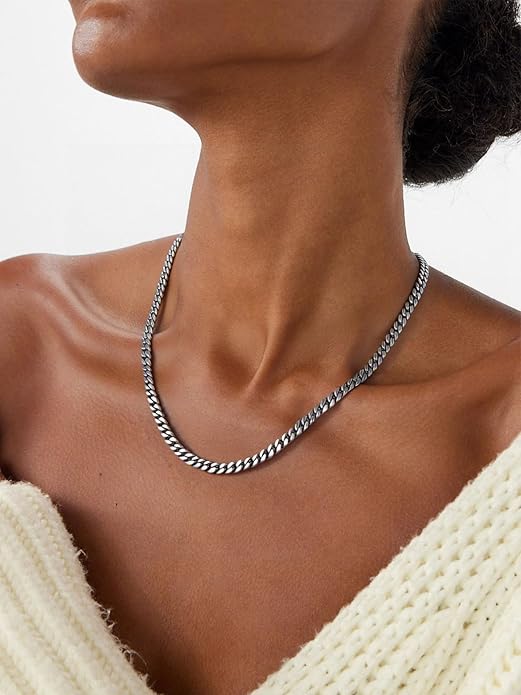 ChainsPro Chunky Cuban Link Chain Necklace for Women,Stainless Steel Silver/Gold Plated Thick Choker, 5/12/14mm Width,18" and 20" Punk Hip Hop Trendy Jewelry Gifts