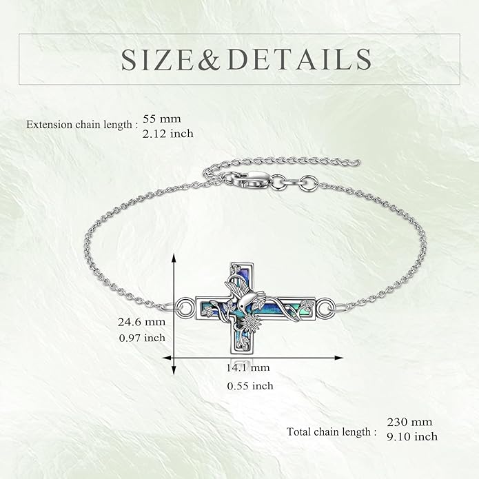 YFN Cross Bracelet Sterling Silver Religious Cross Bracelet Jewelry Gift for Women Men
