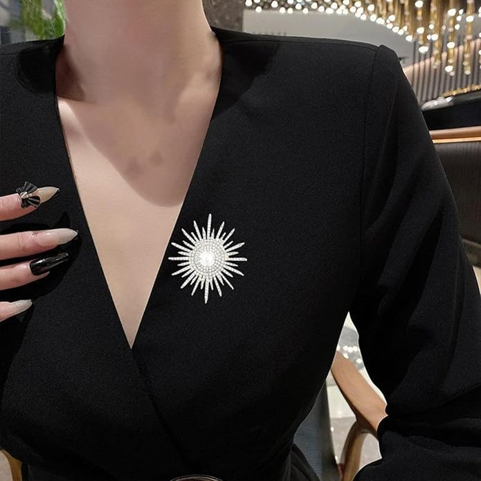 Sunflower Brooch Pins Sunflower Pearl Brooch for Women Sunflower Rhinestone Brooches Pins Flower Broochs Pins Pearl Pines for Clothes Lapel Badge Brooches Pines for Lanyards Backpacks Clothes Hats Jackets