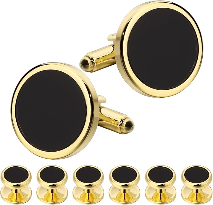 HAWSON Fashion Mother-of-Pearl Tuxedo Shirt Button and Cufflink Set, Specially Designed for Wedding Business
