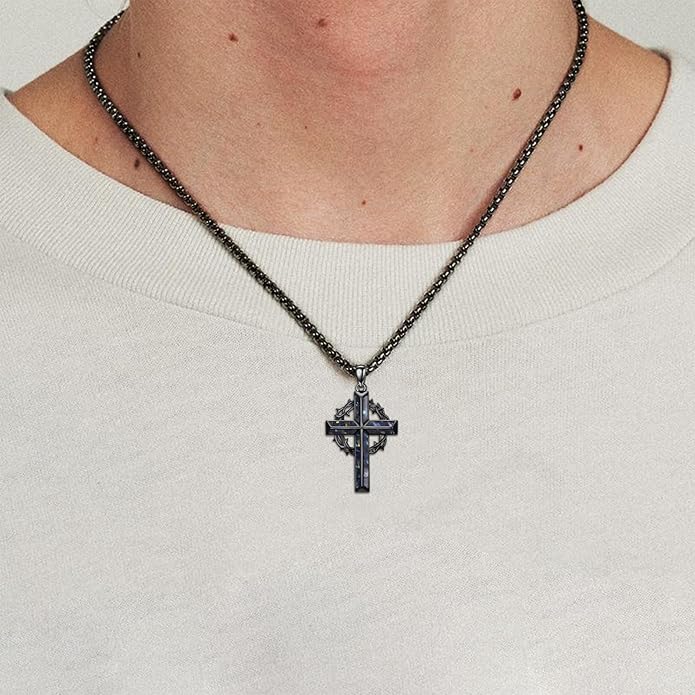 Cross Necklace for Men 925 Sterling Silver Celtic Cross Pendant Christian Jewelry Religious Christmas Gifts for Women