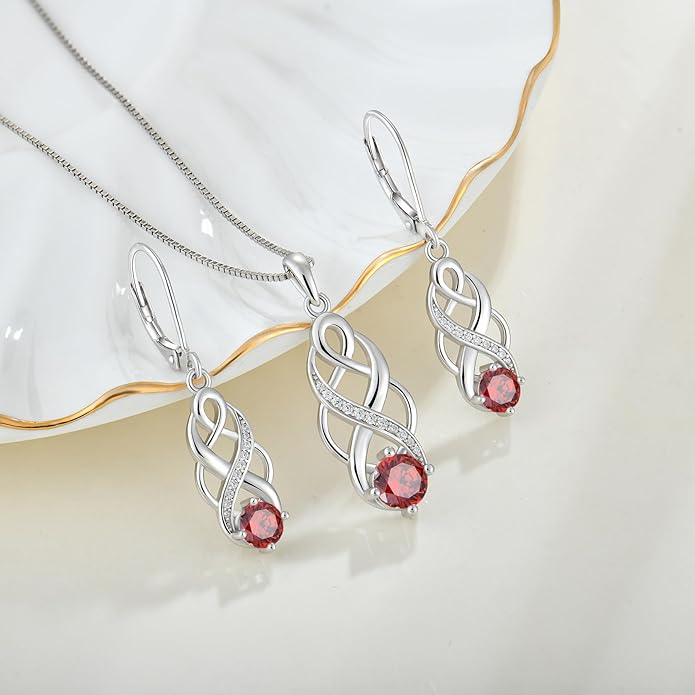 Infinity Celtic Knot Necklace 925 Sterling Silver Irish Pendant Birthstone Jewelry for Women