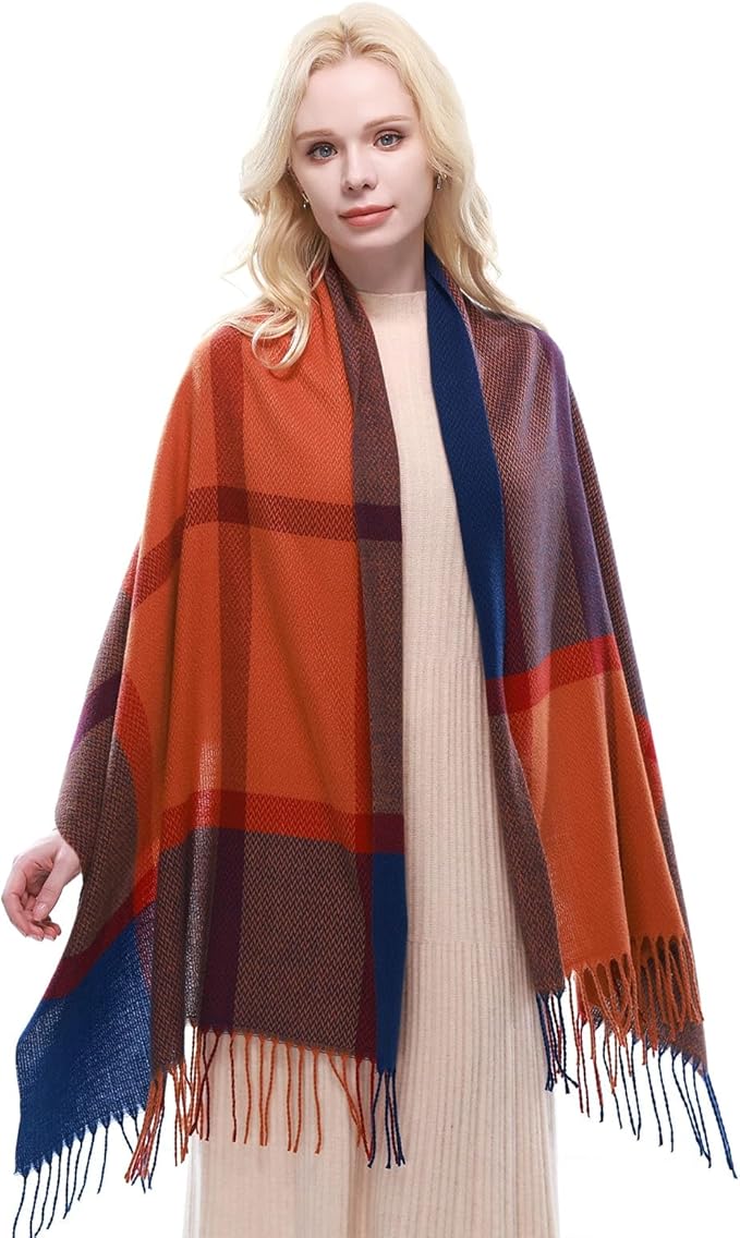 RIIQIICHY Plaid Scarf for Women Fall Winter Pashmina Scarves Wraps for Cold Weather Warm Large